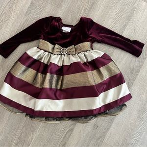 18 month. Iris and ivy. Deep purple striped toddler dress.